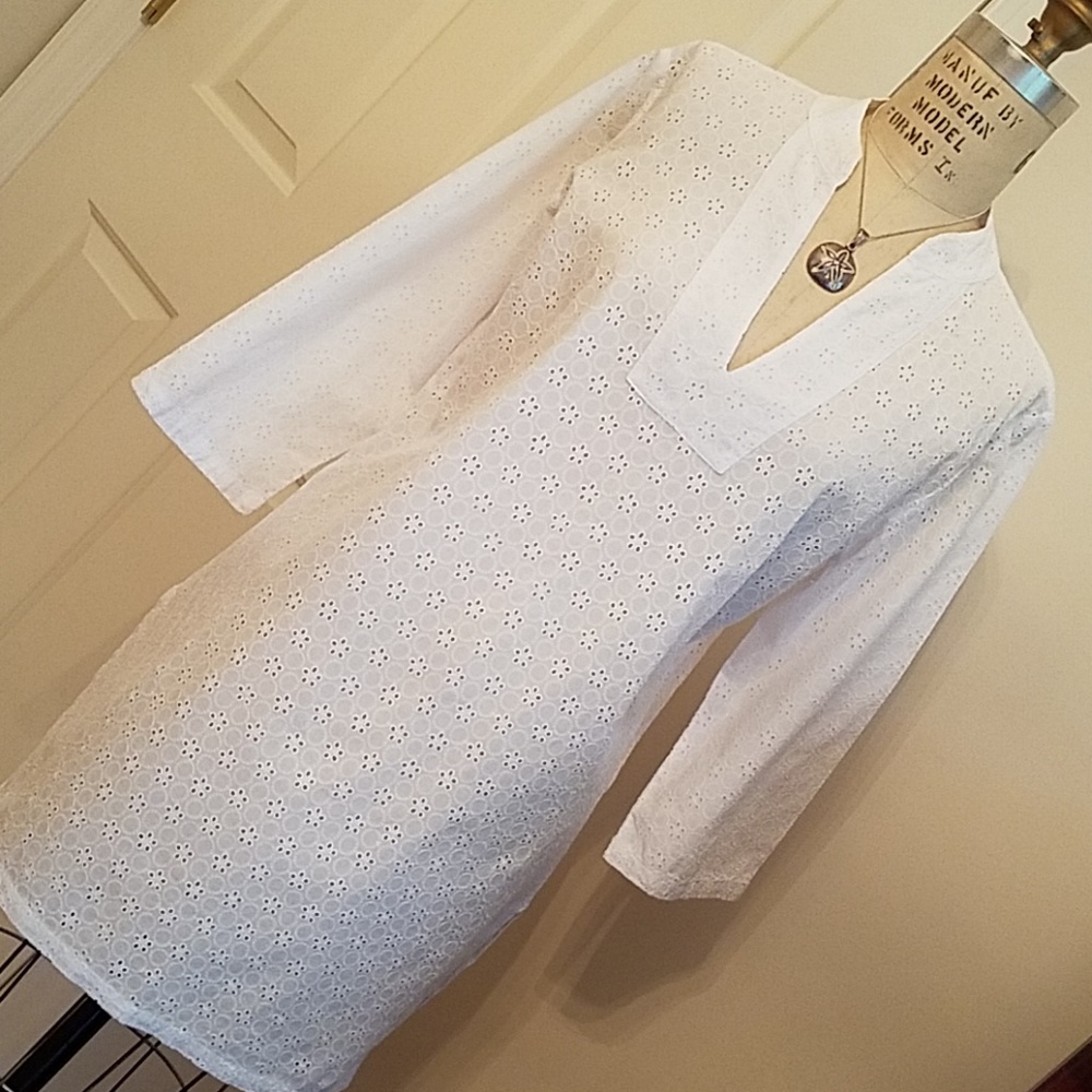 White eyelet swim cover